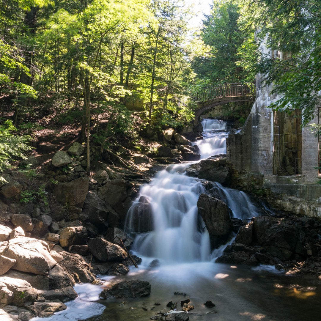 waterfall by ruins